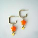 Orange Star Earrings