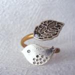 Silver Bird Ring With A Le..